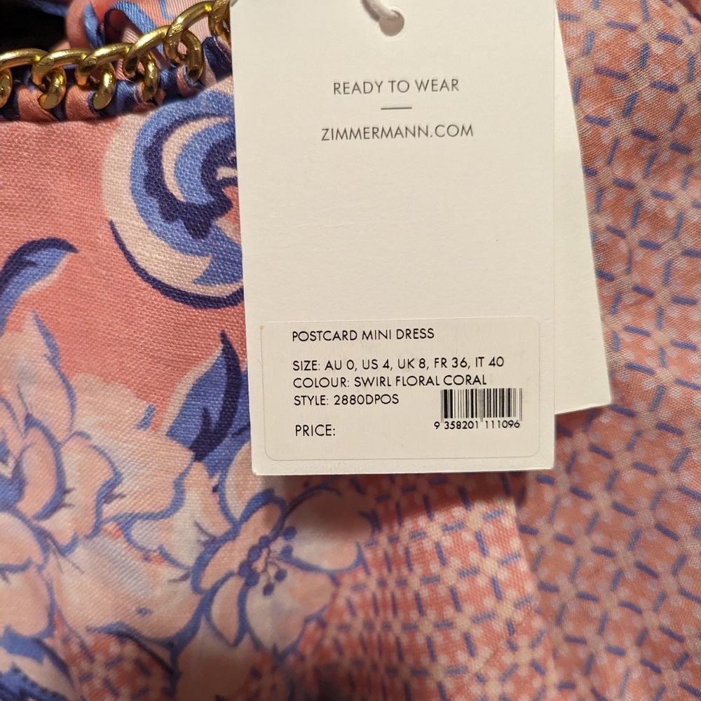 Zimmermann Linen Puff-Sleeve Postcard Minidress - Picture 8 of 12